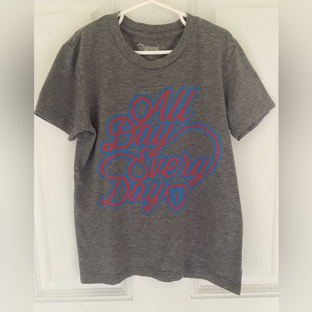 Adrenaline Sports- lacrosse theme- Gray Youth Medium T-Shirt